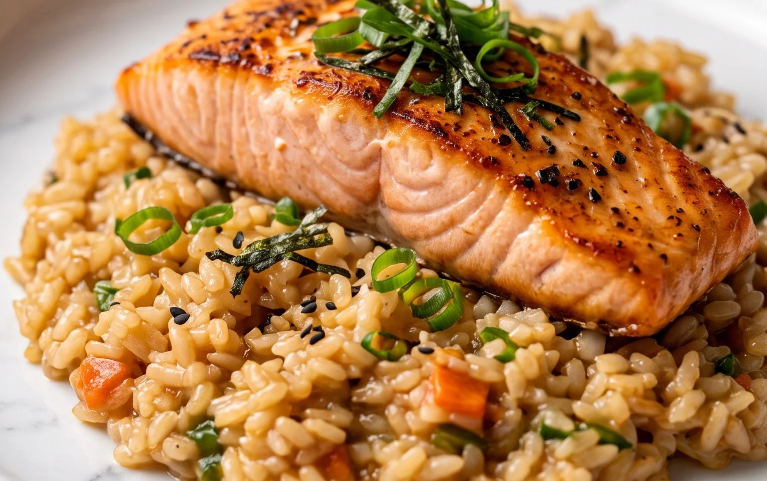Japanese Style Risotto with Seared Salmon