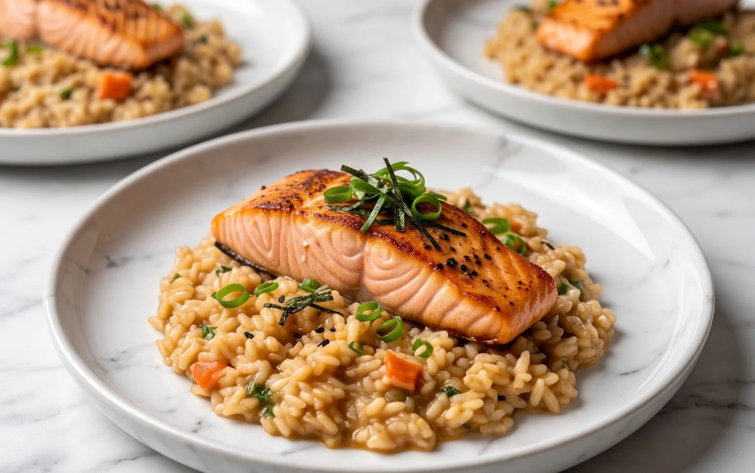Japanese Style Risotto with Seared Salmon