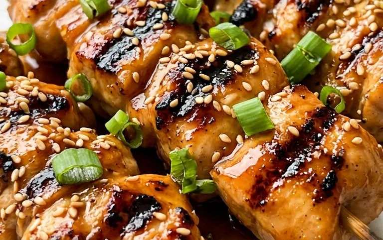 Easy Grilled Asian Chicken Skewers with Honey Garlic Sauce