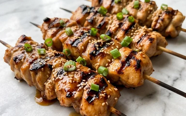 Easy Grilled Asian Chicken Skewers with Honey Garlic Sauce